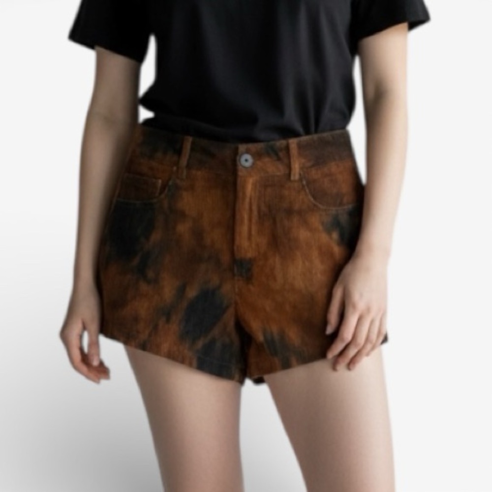 Cider Brown and Black Corduroy Tie Dye Shorts S